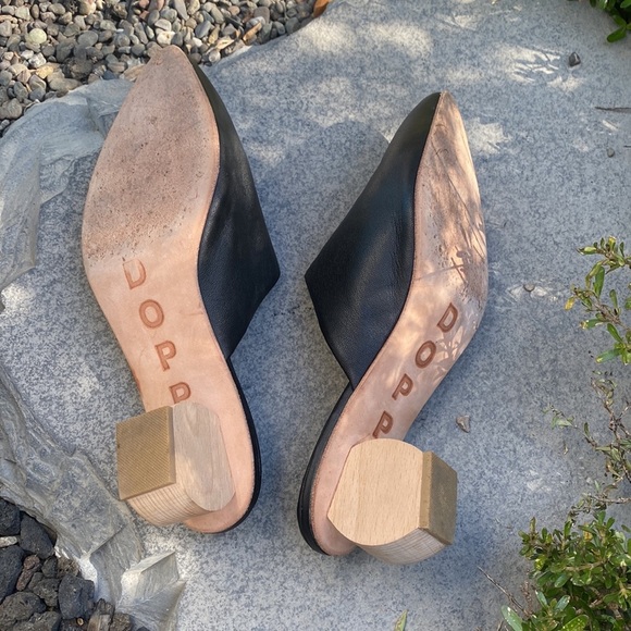 Dopp Mules Greta Wooden Asphalt Black Leather sz 8 - Picture 6 of 12